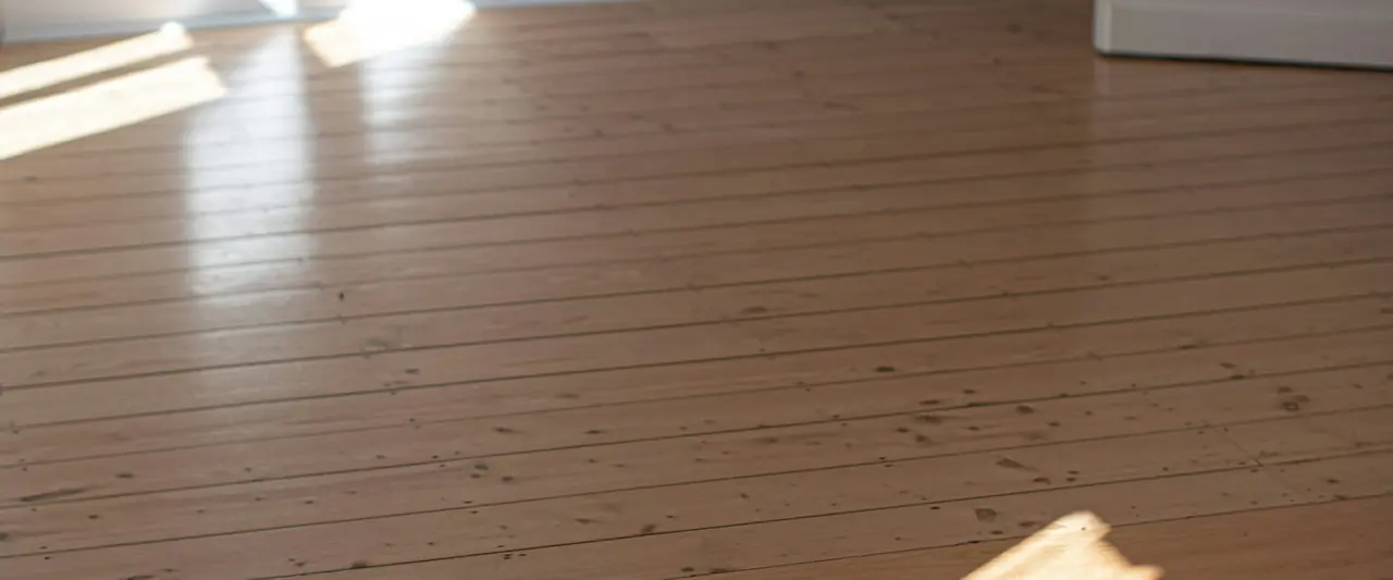 Parquet d’un logement vide balayé par la lumière